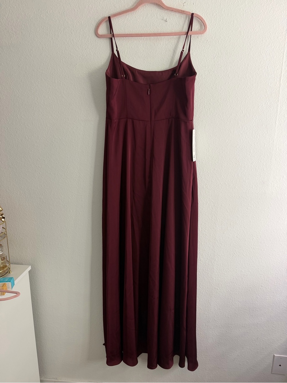 Azazie x Kendall & Kylie Burgundy Wedding Guest Bridesmaid Slit Maxi Dress NWT - Picture 3 of 7